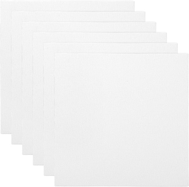 PATIKIL 12x12" Canvas Boards for Painting, 6 Pack 100% Cotton Square Triple Primed Stretched Blank Art Canvas Panel Bulk Thin for Acrylic, Oil, Tempera Paints, White