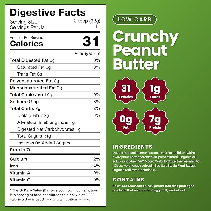 Mantequilla de Maní WiO SmartFoods™ 12 oz - Sin Azúcar, Bajo en Carbohidratos miniatura 2