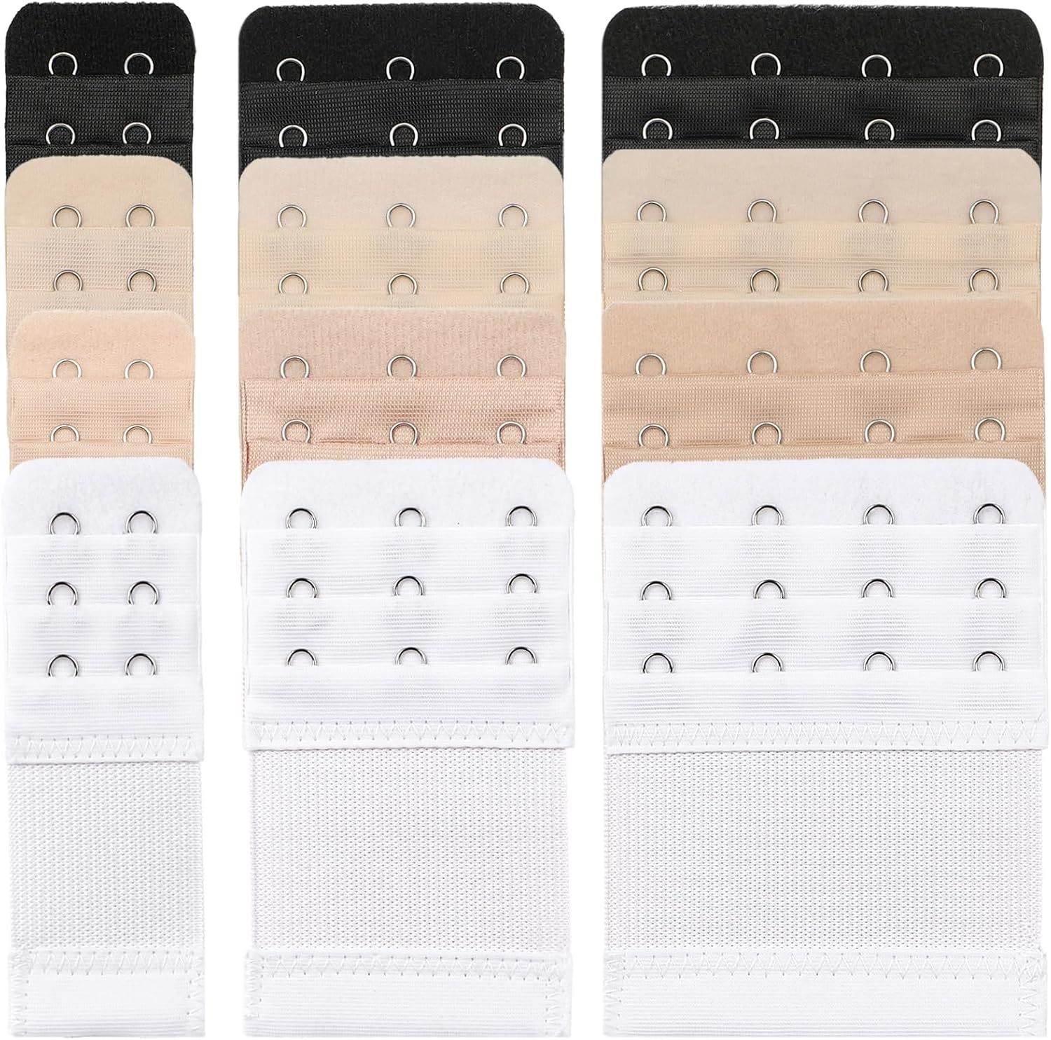 12-Pack Bra Extenders 2 hook / 3 hook / 4 Hooks, Plus Size Bra Extension Straps, Soft and Comfortable Extender