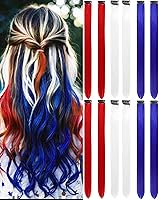 Vista 10 de 12 extensiones de cabello negro con clip, extensiones de cabello de color de 22 pulgadas, extensiones de cabello sintético largo y lacio para mujer