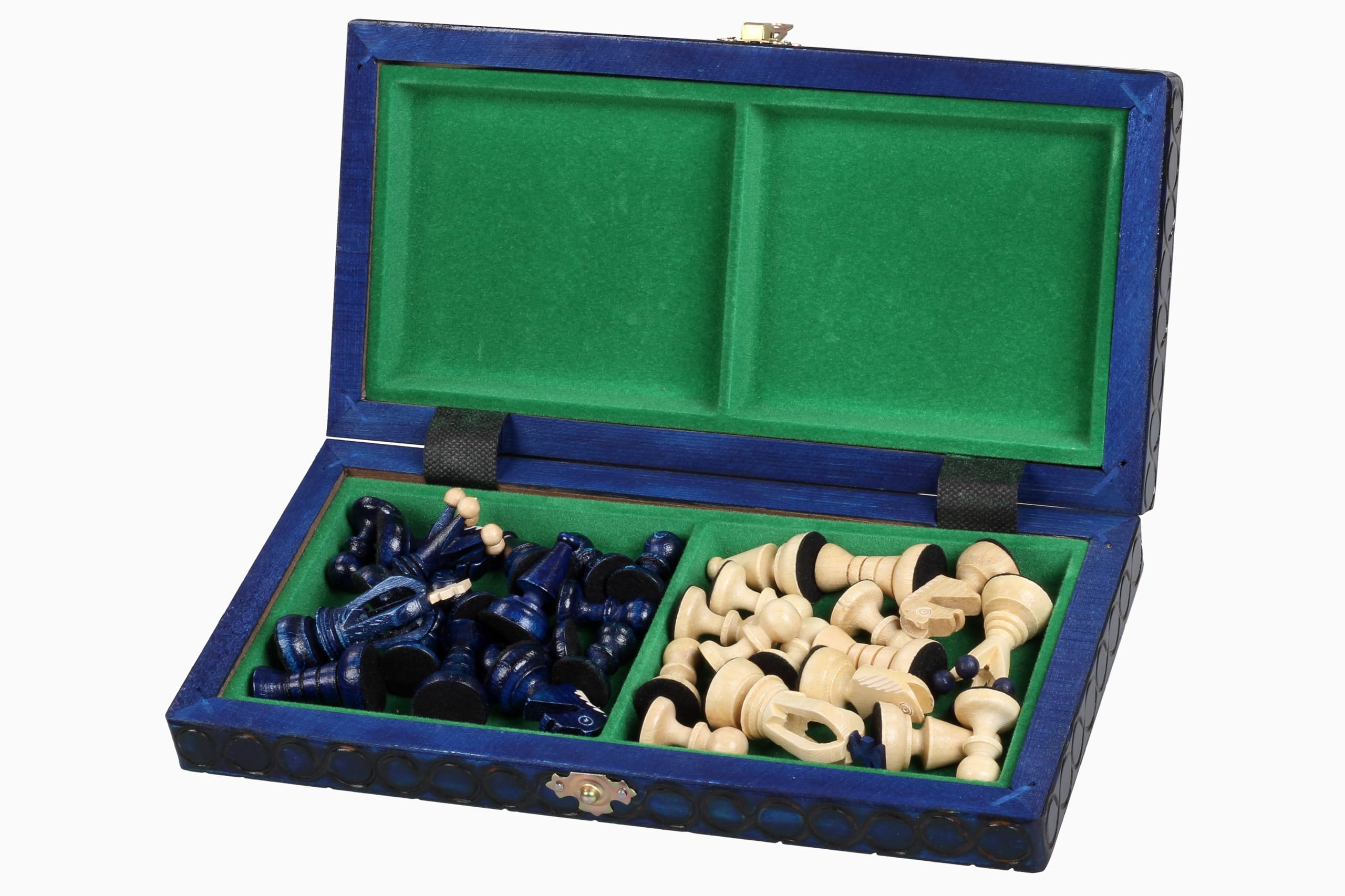 Sunrise Chess - Juego de ajedrez (tamaño compacto, máximo placer de juego), color azul