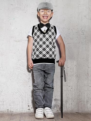 Miniatura 7 de SOMSOC Conjunto de disfraz de 100 días de escuela para niños disfraz de anciano para niños