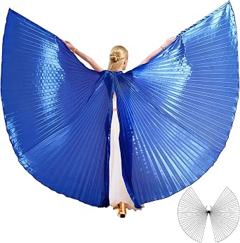 MUNAFIE Belly Dance Isis Wings with Sticks Halloween Carnival Performance Dance Costume Angel Wings