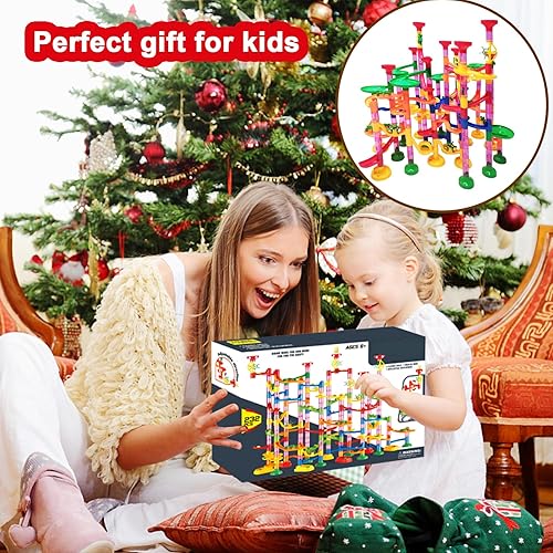 Miniatura 7 de Juego de 232 piezas de juguetes de mármol de alta calidad, juguete educativo de bloques de construcción STEM, juego de carreras de pista de mármol