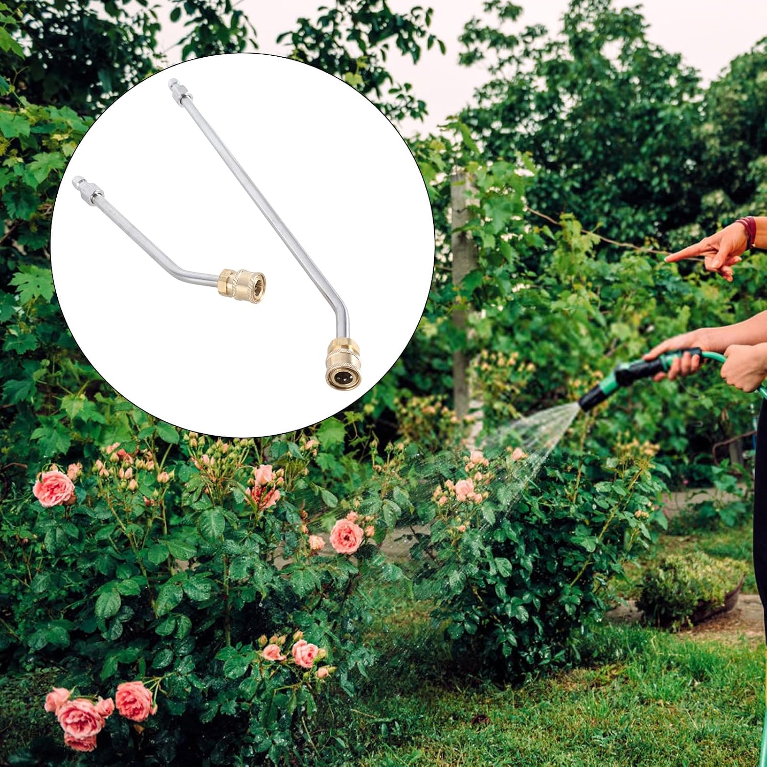 2Pcs Pressure Washer Extension Wand Lances Curved Rod 1/4inch Quick Connection Washer Elbow Rod Pressure Water Dispenser