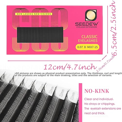 Miniatura 3 de Extensiones de pestañas individuales clásicas, 20 filasbandeja de 0.315 in, rizo D de 0.003 in, pestañas de volumen suaves naturales individuales,