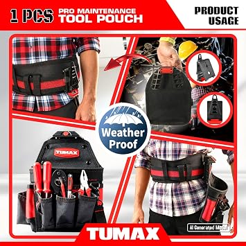 Electrician Tool Pouch, 15 Pockets Tool Belt Pouches with Quick Release Belt Clip, Utility Mini Tool Organizer Pouch for Carpenter, Construction, Technician