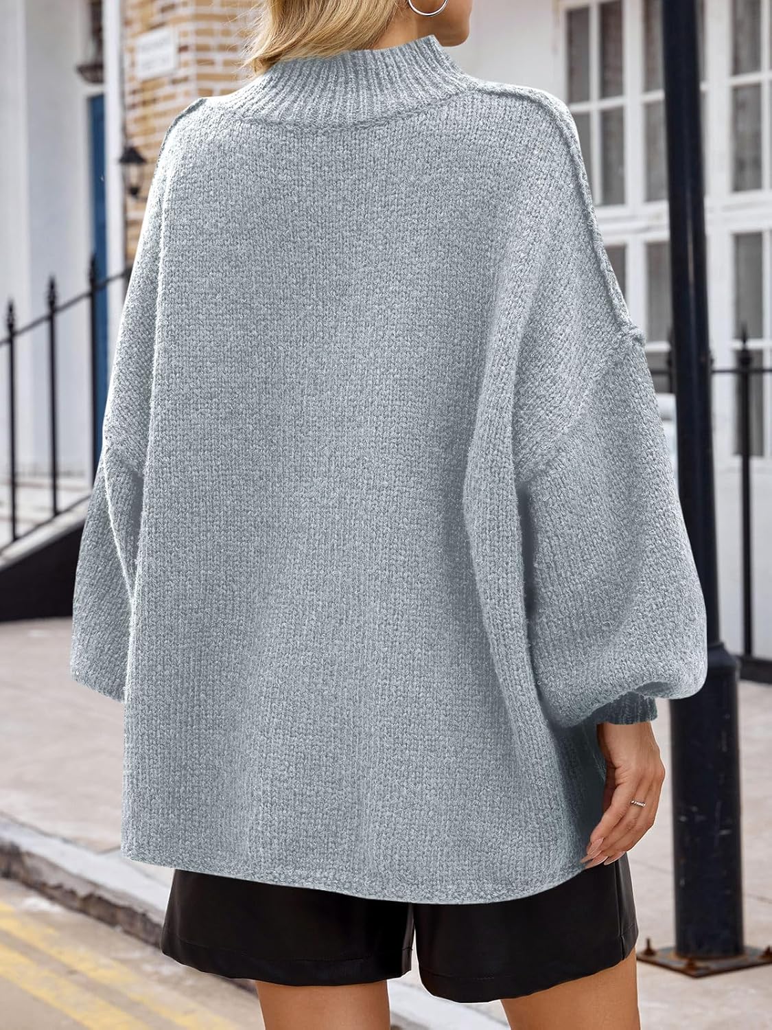 Saodimallsu Womens Oversized Sweaters Mock Neck Batwing Long Sleeve 2026 Fall Trendy Ribbed Knit Casual Tunic Sweater - Image 5