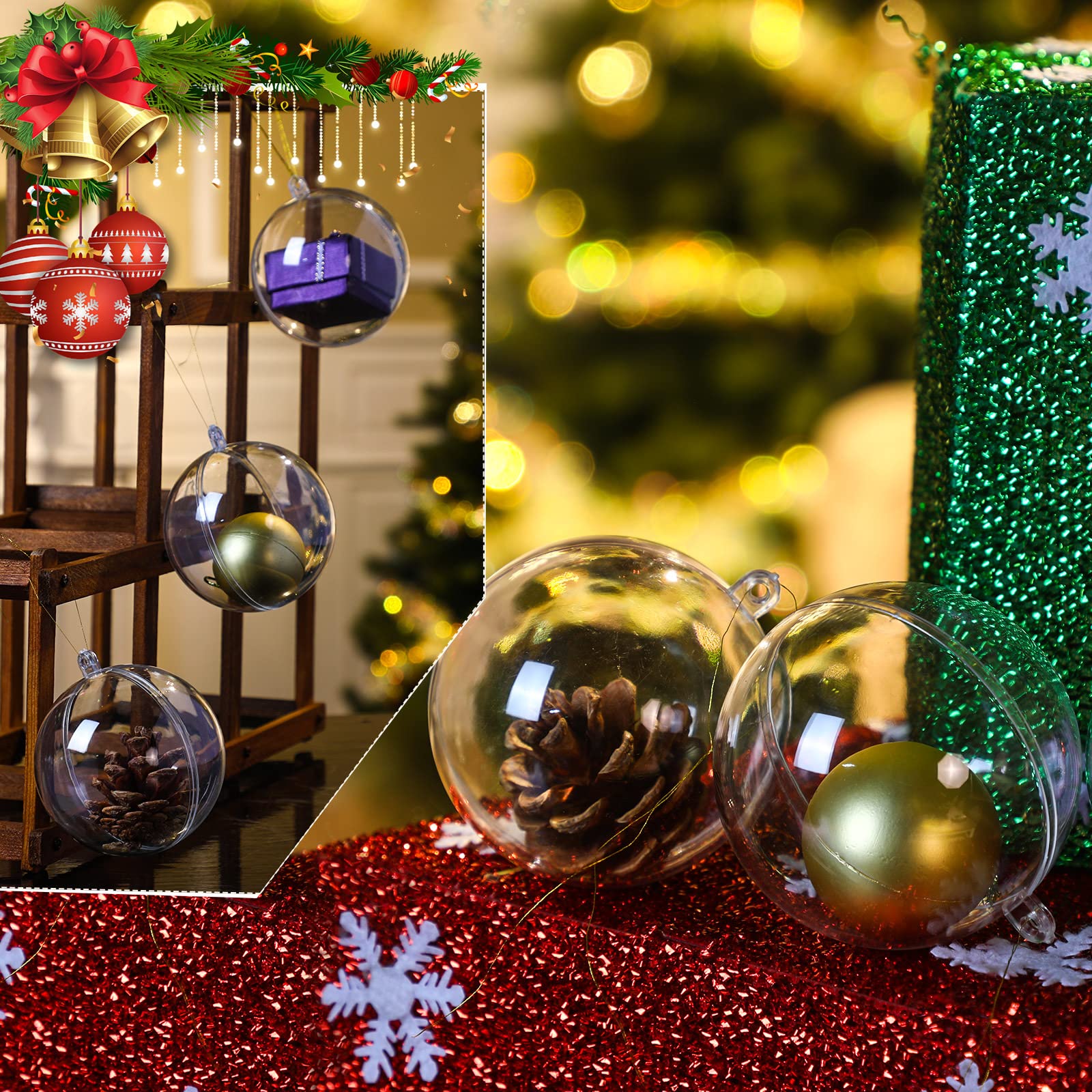 12 Stück Transparente Weihnachtskugeln - Befüllbare Glocken Für Christbaumschmuck