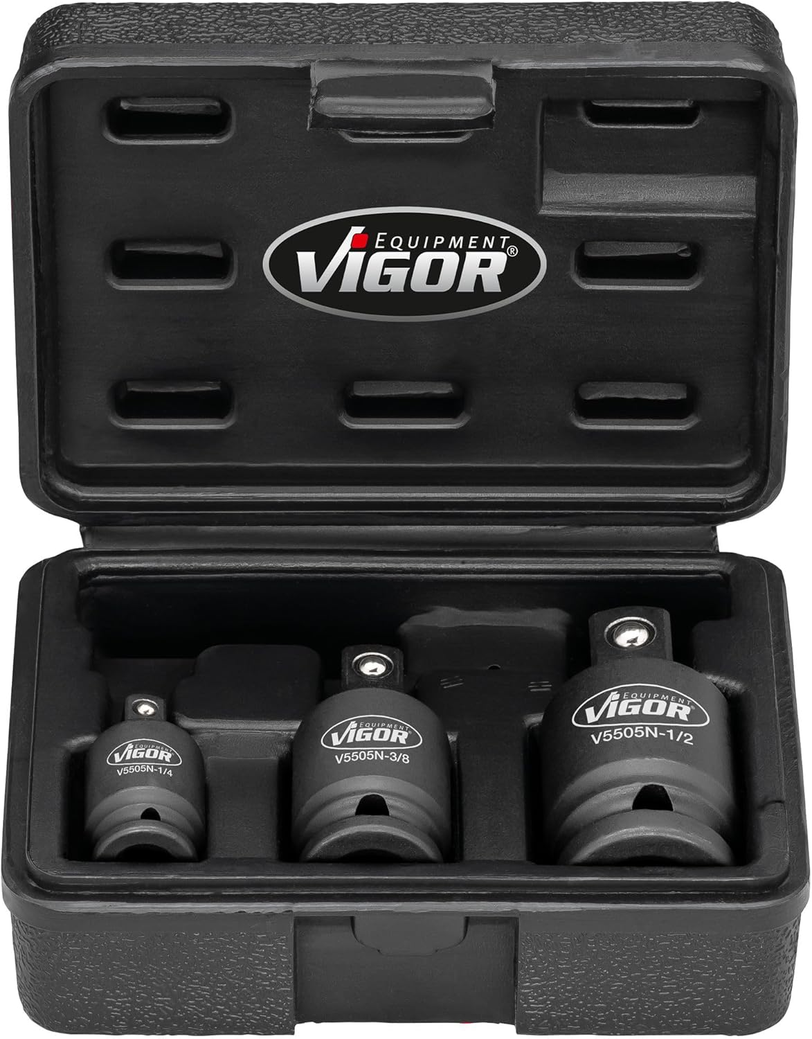 ViGOR Impact Wrench Joint Piece Set V5505N, 3 Pieces, 1/4, 3/8, 1/2 Inch Square, Working in Hard-to-Reach Areas, Machine Operation