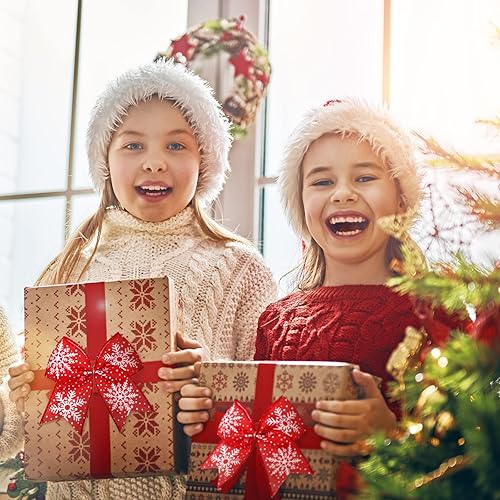 Miniatura 6 de Panelee 12 piezas de lazo de arpillera para corona de Navidad, lazo de arpillera de 6 x 6 pulgadas, lazo de arpillera de copo de nieve, lazos de