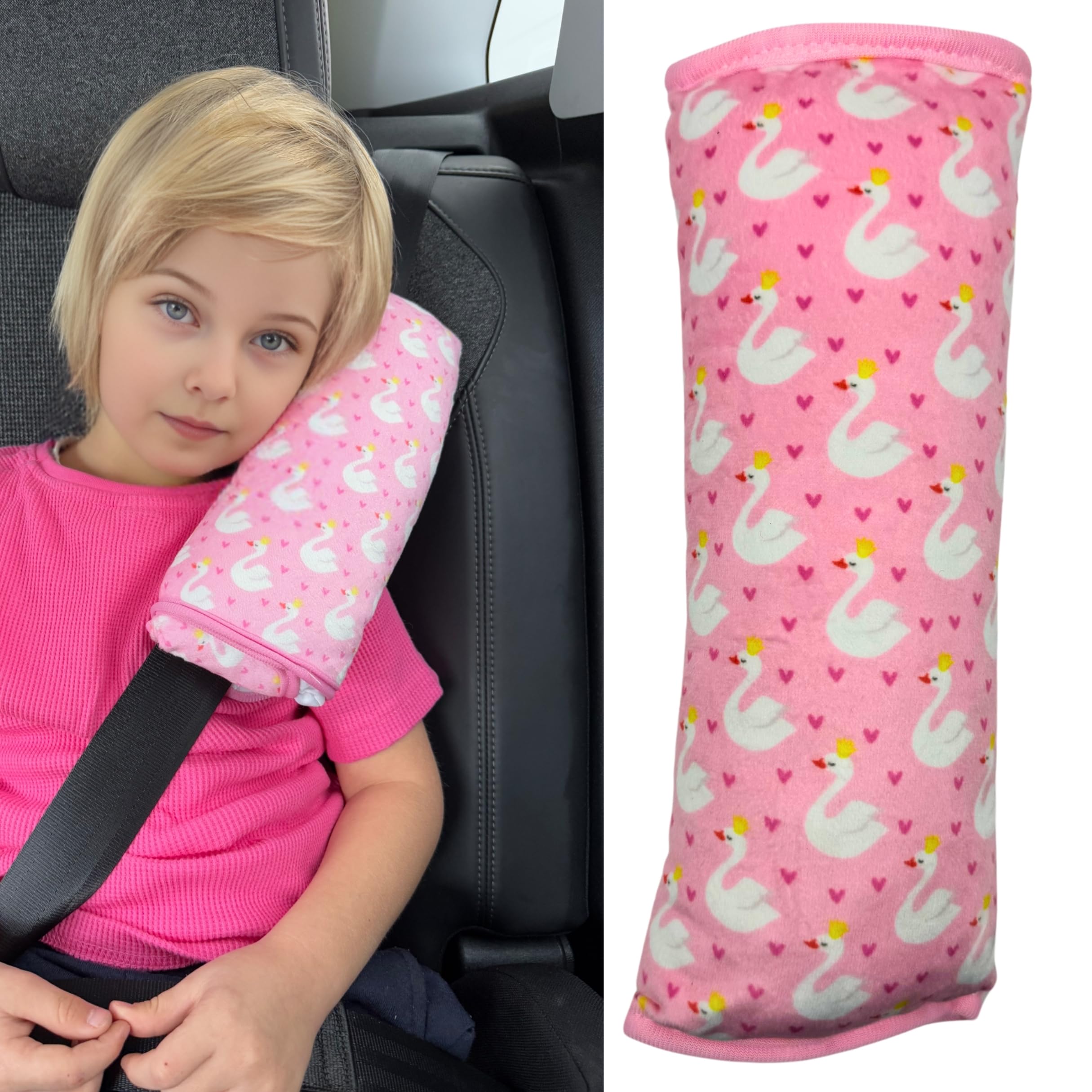 HECKBO Almohadilla para coche con dibujos de monstruos para niños - lavable a máquina suave, tacto de peluche, almohadilla cinturón de seguridad — view 9