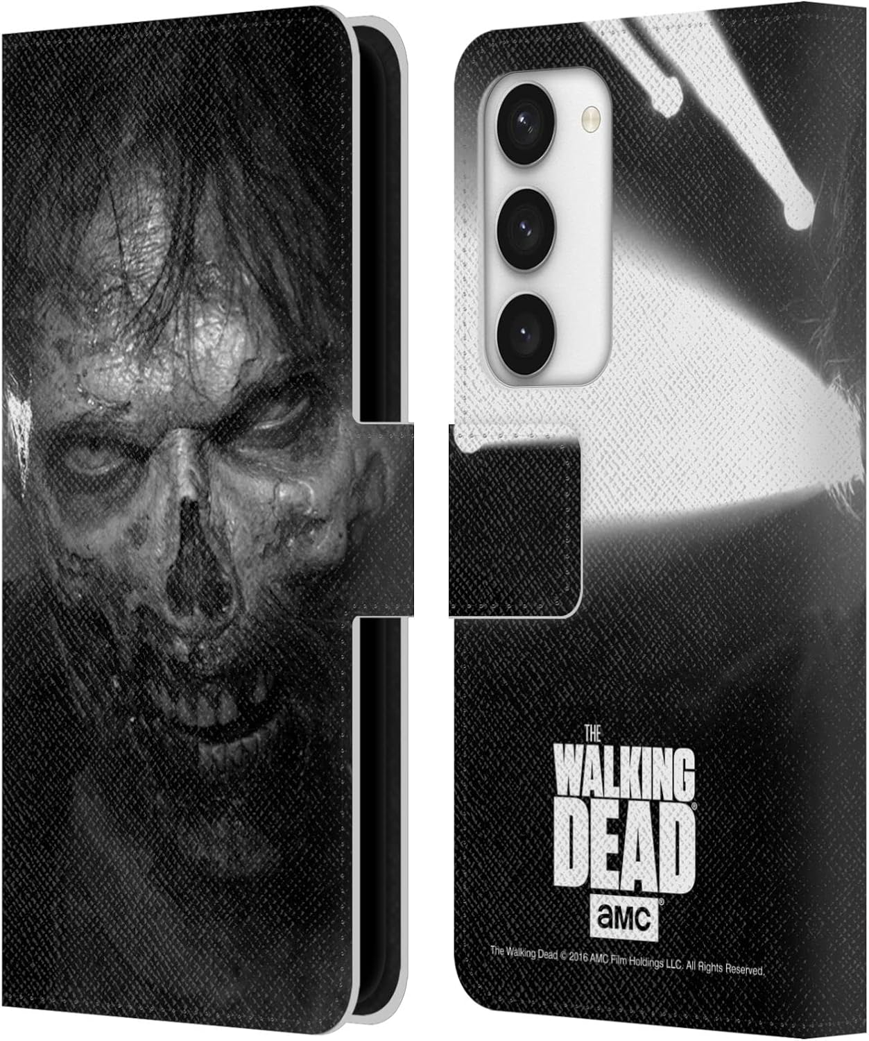 Head Case Designs Officially Licensed AMC The Walking Dead Stare Logo Leather Wallet Case Compatible with Samsung Galaxy S23 5G