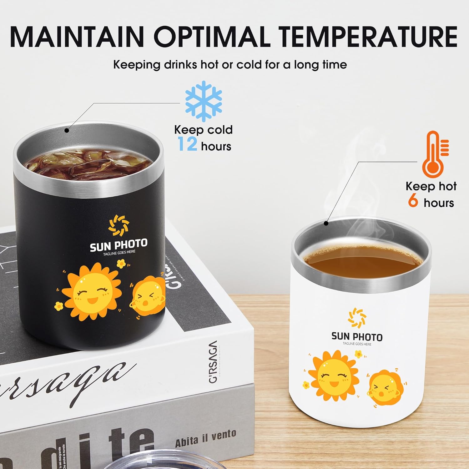 Personalized Custom Tumbler Print In USA 12oz Stainless Steel Travel Coffee Cup With Lid & Straw Double Wall Insulated Mug With Colorful Text Logo Photo - Foto 9