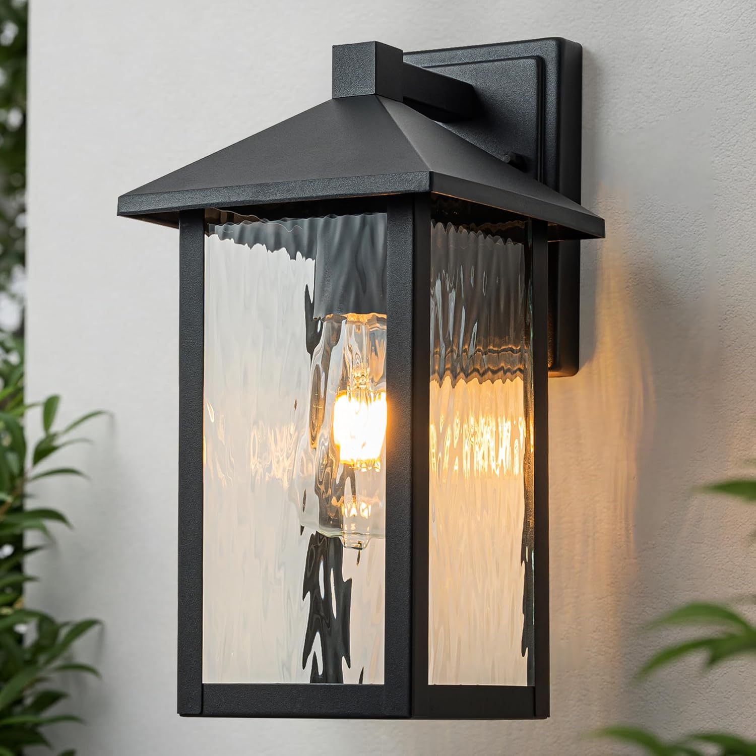 FTL Outdoor Wall Lights Fixture, E27 Exterior Wall Lighting, Modern Outside Porch Light with Water-Rippled Glass, IP44 Waterproof Outdoor Wall Sconce Lanterns for Patio, House, Garage, Matte Black FTL Outdoor Wall Lights Fixture, E27 Exterior Wall Lighting, Modern Outside Porch Light with Water-Rippled Glass, IP44 Waterproof Outdoor Wall Sconce Lanterns for Patio, House, Garage, Matte Black