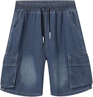 NHNKB Distressed Jeans Shorts Jeans Men's Baggy Distressed Baggy Jeans Men's Summer Fashion and Leisure Denim Shorts Men's Summer American Casual Trousers Loose Jeans
