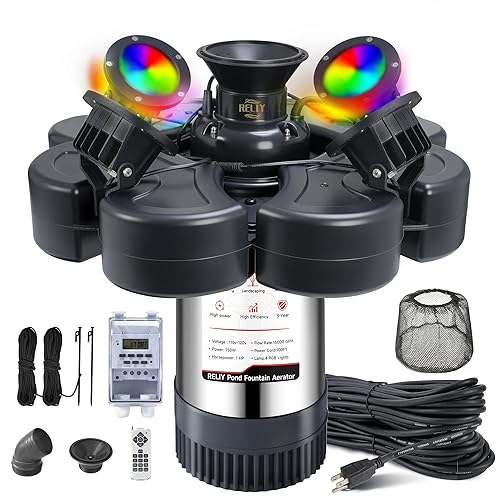 RELIY Pond Fountain Aerator, With 4 RGB Lights 1HP 110V
