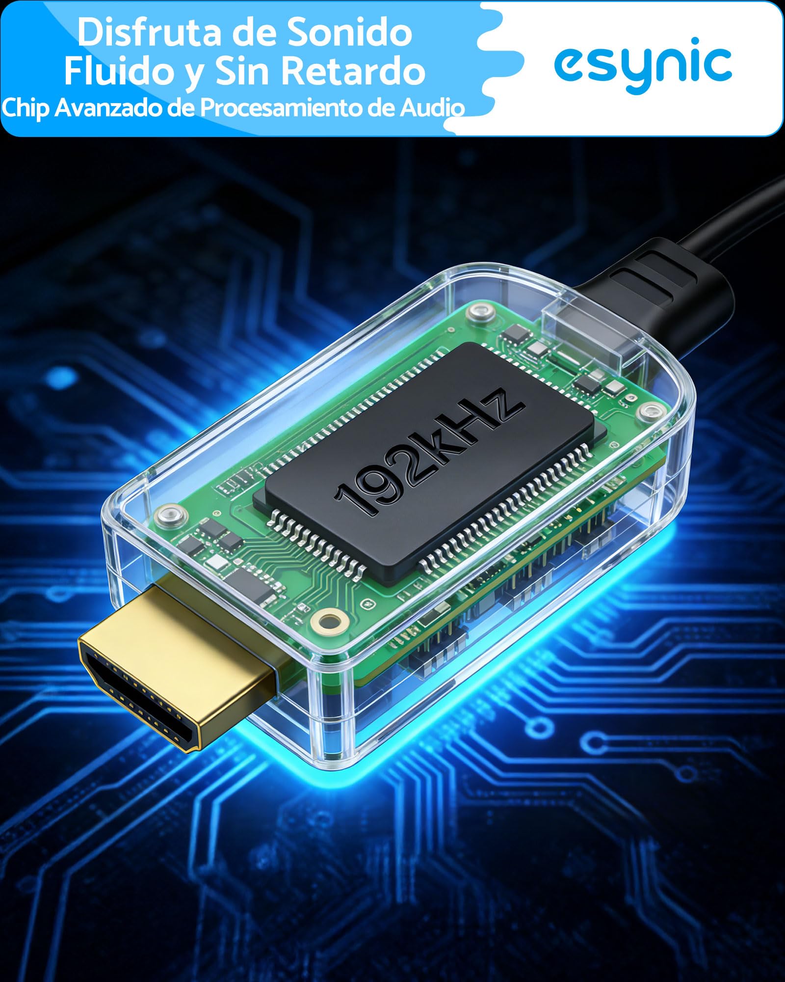 eSynic Cable HDMI eARC ARC a RCA Adaptador Audio TV a Amplificador Extractor Audio HDMI ARC a RCA Estéreo PCM Convertidor HDMI ARC Adapter con Control CEC para Altavoces Activos 1.5m USB Plug and Play
