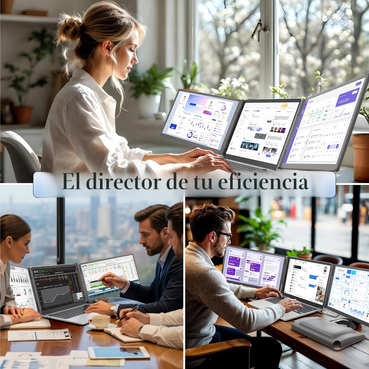 Teamgee Monitor Portátil Extensible 15,6" con Batería Externa, Plug & Play 1 Cable, Compatible con MacBook (M1-M4), Windows, Surface, ChromeBook, Ideal para Teletrabajo, Diseño, Negocios y Gaming