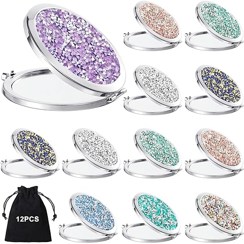 Espejo compacto pequeño y compacto, espejo plegable de bolsillo, espejo redondo de mano, espejo de mano con aumento cosmético, espejo compacto de