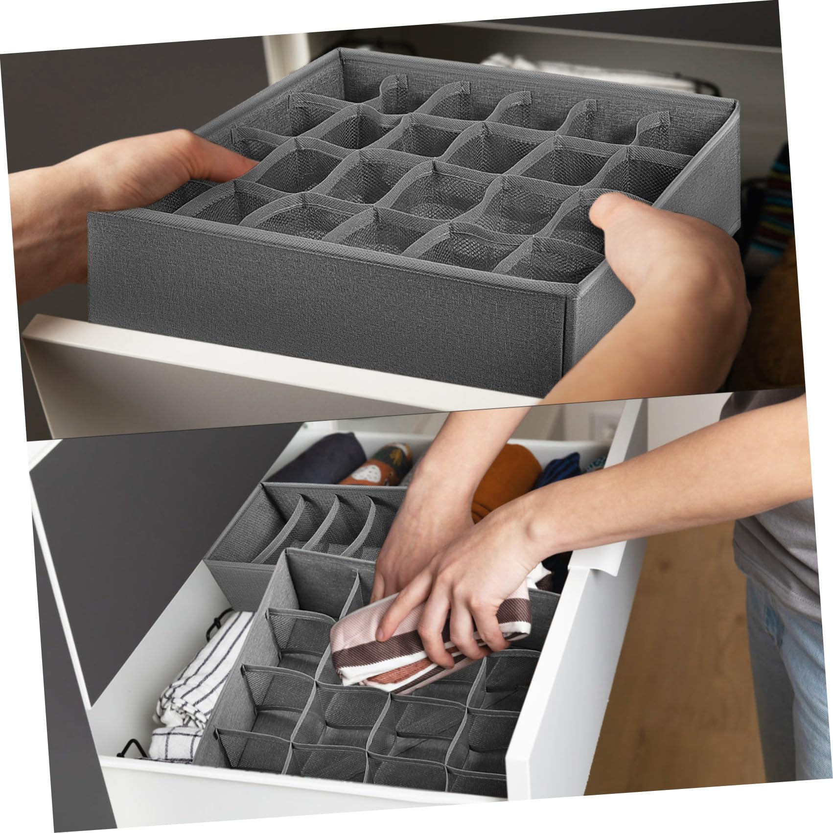 4stücke Faltbare aus Robustem Kationikstoff Fächern Vielseitige Aufbewahrungsboxen für Socken Unterwäsche Bhs Krawatten und Babybekleidung Platzsparend und Waschbar
