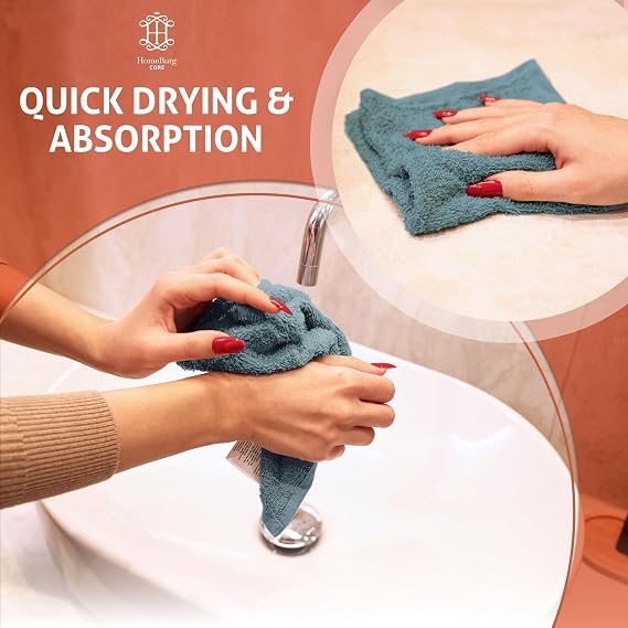 CORE 10-Piece Cotton Washcloths for Bathroom and Kitchen