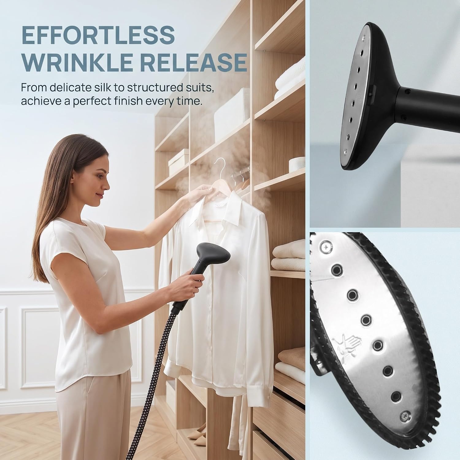 OUNONA 2sets Garment Steamer Replacement Handle, Steam Nozzle with Brush