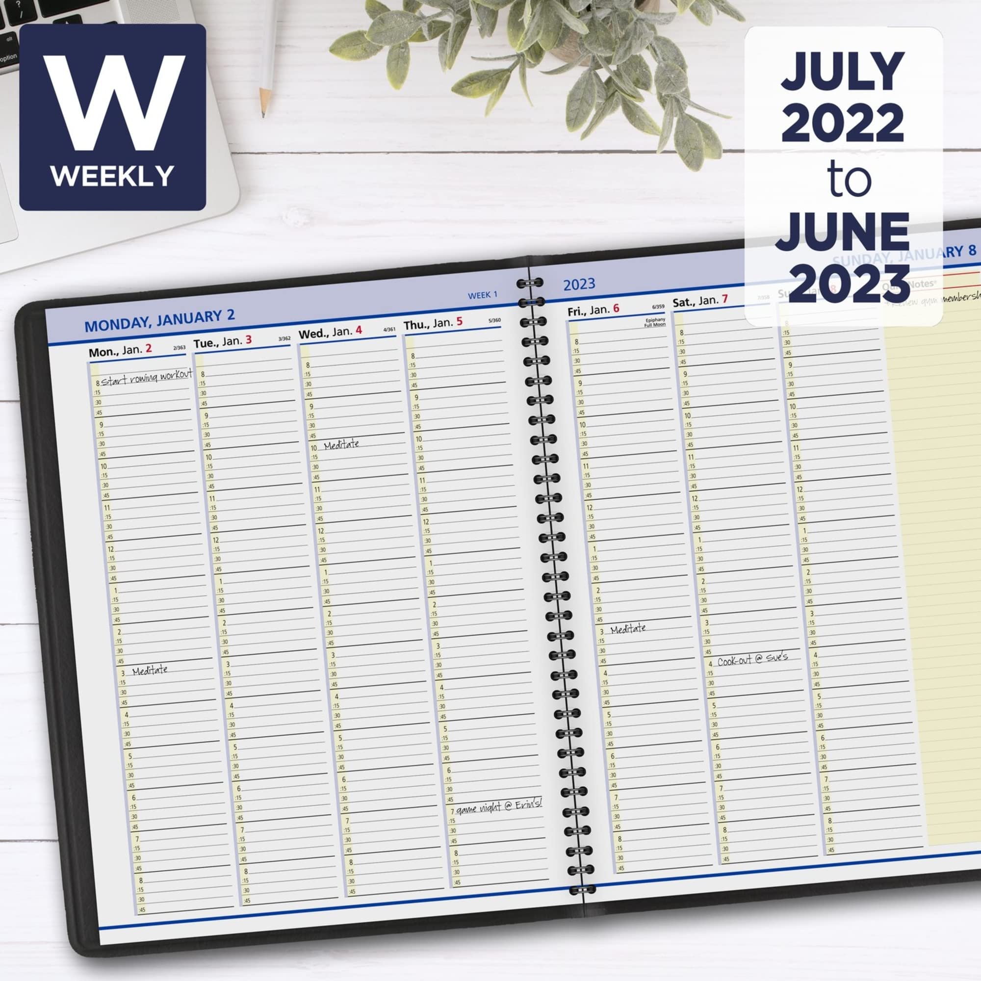 AT-A-GLANCE Agenda settimanale e mensile 2023, note rapide, agenda per appuntamenti da un quarto d'ora, 20,6 x 28 cm, grande, con linguette mensili, tasca, nero (7695005)