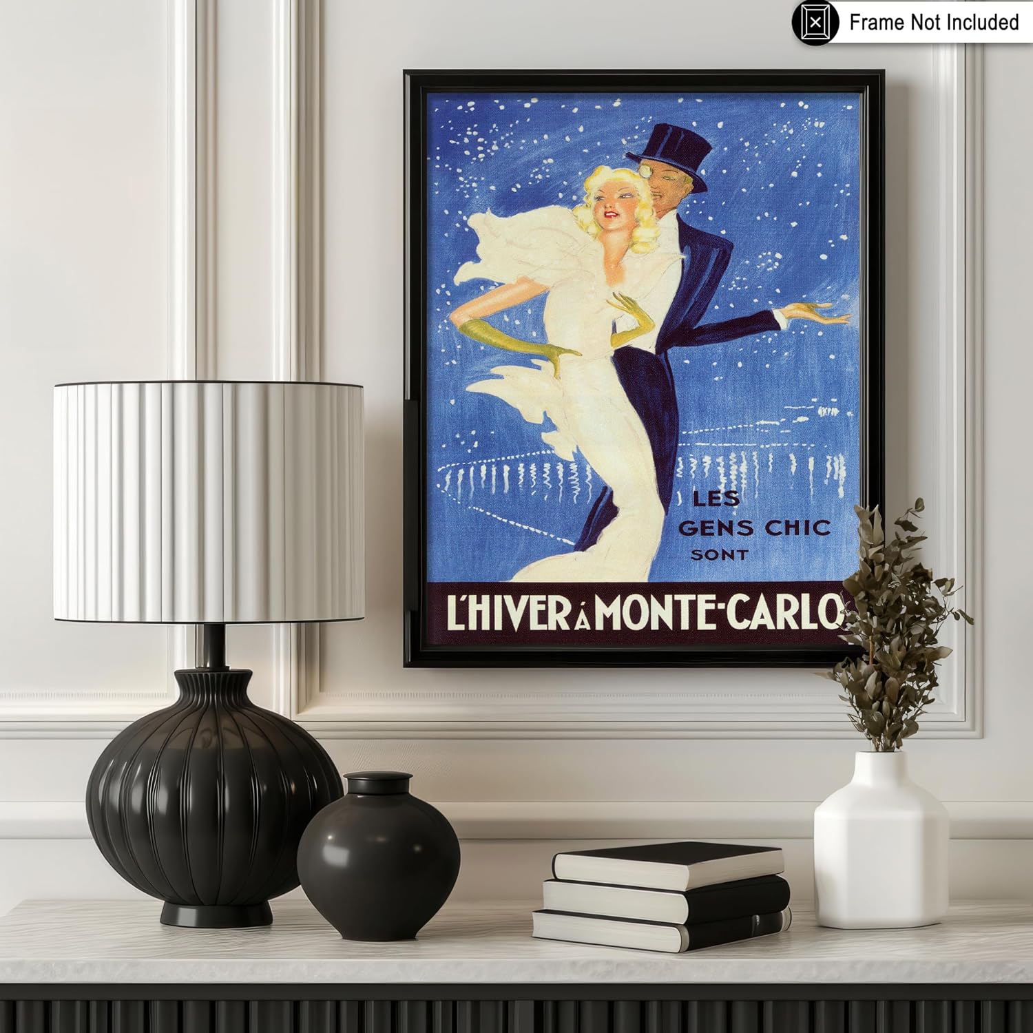 Poster Master Vintage Travel Poster - Retro Monte Carlo Print - Winter in Monte Carlo Art - Romantic Gift for Him, Her, Couples, Travel Lover - Decor for Bedroom, Living Room - 8x10 UNFRAMED Wall Art