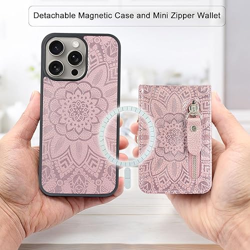 Miniatura 2 de Harryshell Funda magnética para iPhone 15 Pro Max compatible con carga inalámbrica MagSafe y bolsillo con cremallera MagSafe para automóvil