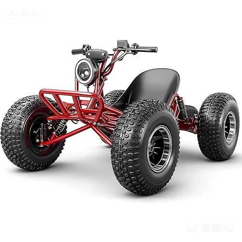 Zyliathor Electric Off-Road Go Kart for Adults & Kids, 12-Mile, Brushless Peak 4000W, Up to 31MPH, 3 Modes + Reverse, Shaft Drive Diff, AT19x7-8 Tires, Family Backyard Trails, Beach/Sand（Red）