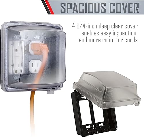Miniatura 3 de Protector impermeable para tomacorriente exterior, 2 23 pulgadas de profundidad de Taymac., MM2410C