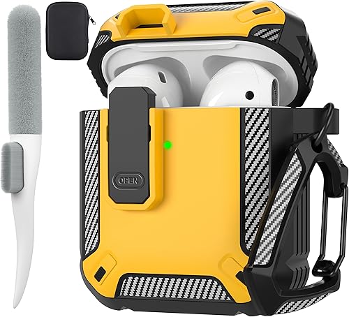 Vista 20 de Maxjoy Funda Protectora para AirPods de 2ª Generación, Funda para AirPods con Cerradura Gen 2 Carcasa Rígida Resistente a Prueba de Golpes Cubierta