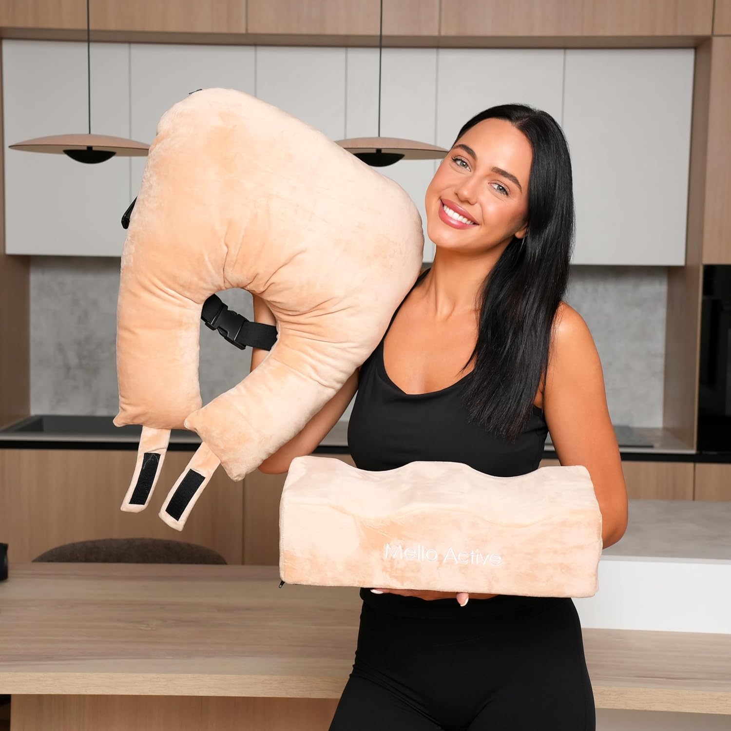 Mello Active BBL Pillow After Surgery Recovery Set – Doctor-Recommended BBL Pillow with Back Support Cushion – Firm, Lightweight & Portable – Ultimate Comfort for Home, Car & Office Khaki