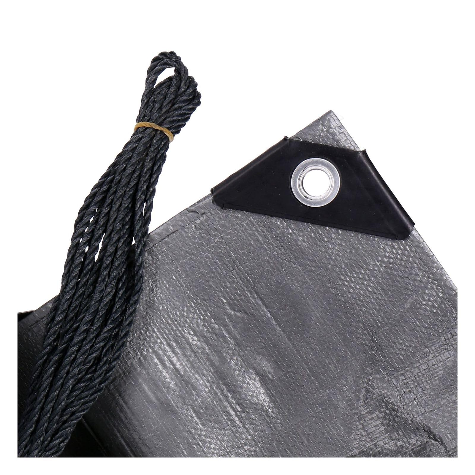 Bâche en PE renforcée 5x5m, 140g/m², avec 4 Cordes de Fixation, œillets en Aluminium Tous Les 50cm, Coins et Bords renforcés - Imperméable, indéchirable, UV stabilisée, Étanche
