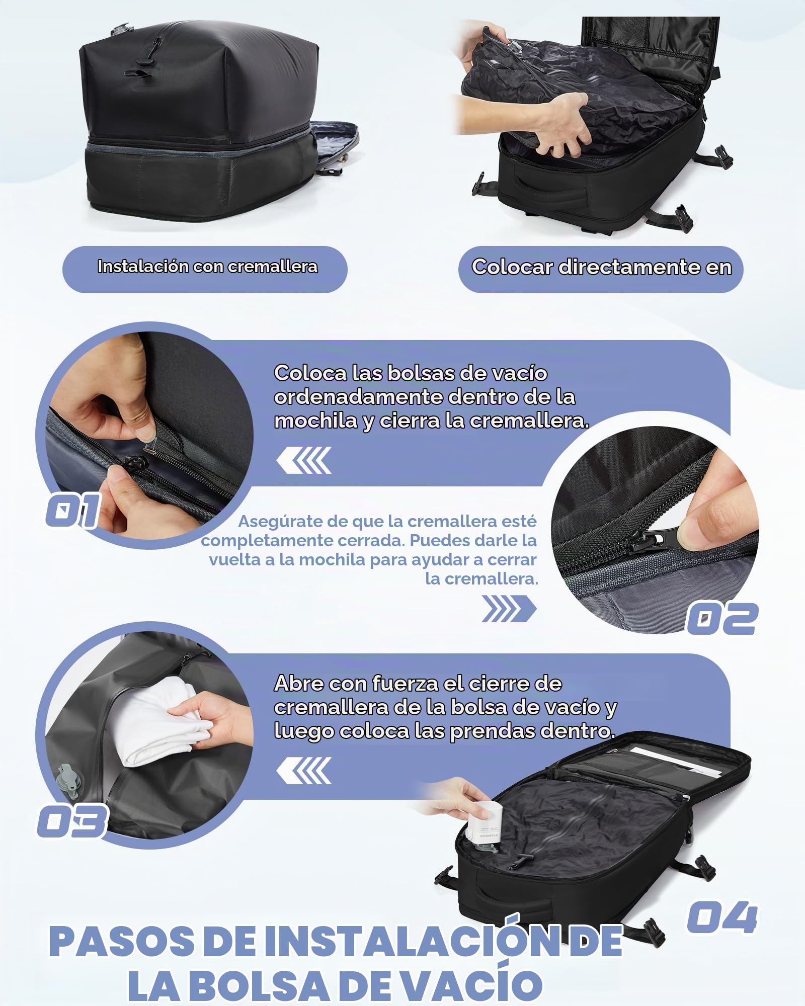 SZLX Mochila al Vacio con Bomba Equipaje de Mano 40x30x20 Ryanair Vueling Wizzair Easyjet Mochila Viaje Cabina Avion 40x20x25 Ryanair Mujer Mochila de transporte Impermeable para Computadora Portátil