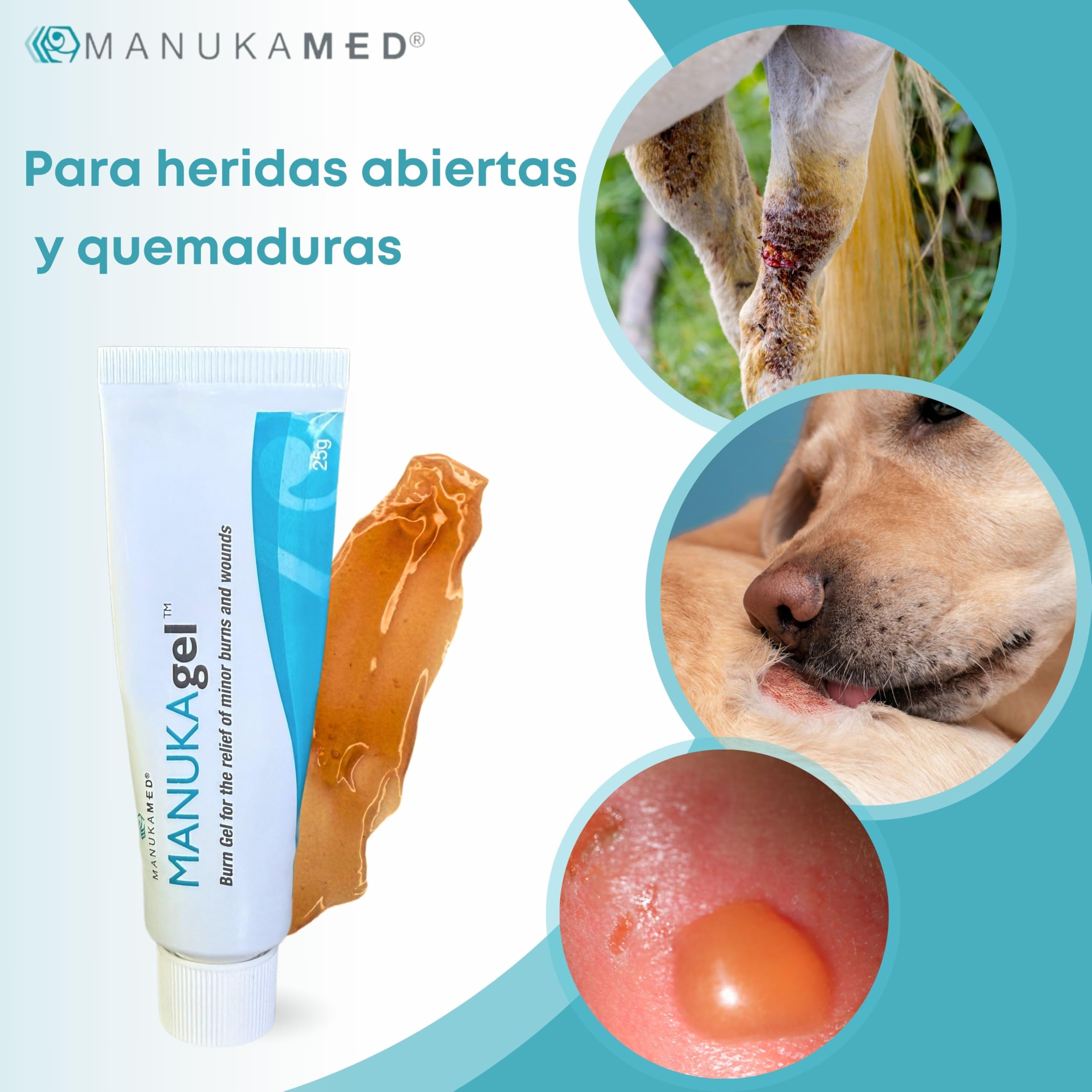 ManukaMed MANUKAgel Gel antibacteriano, pomada para heridas para perros, gatos, caballos, miel de Manuka 100% bioactiva MGO 560+/25 g