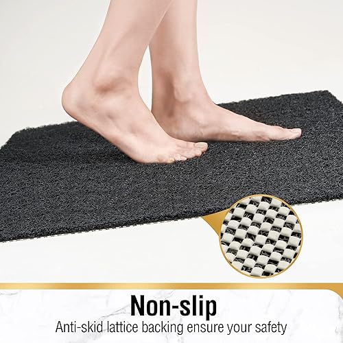 Miniatura 9 de HITSLAM Tapete de ducha antideslizante, de 24 x 16 pulgadas, para bañera con orificios de drenaje, tapete de baño de esponja suave de PVC