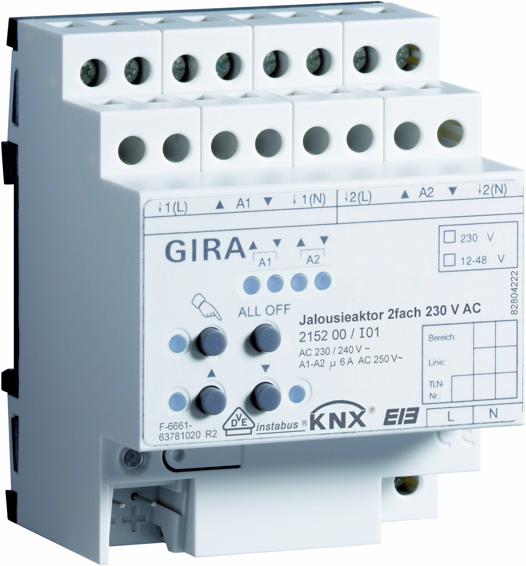 GIRA 215200 Jalousieaktor 2fach 230V AC KNX/EIB REG