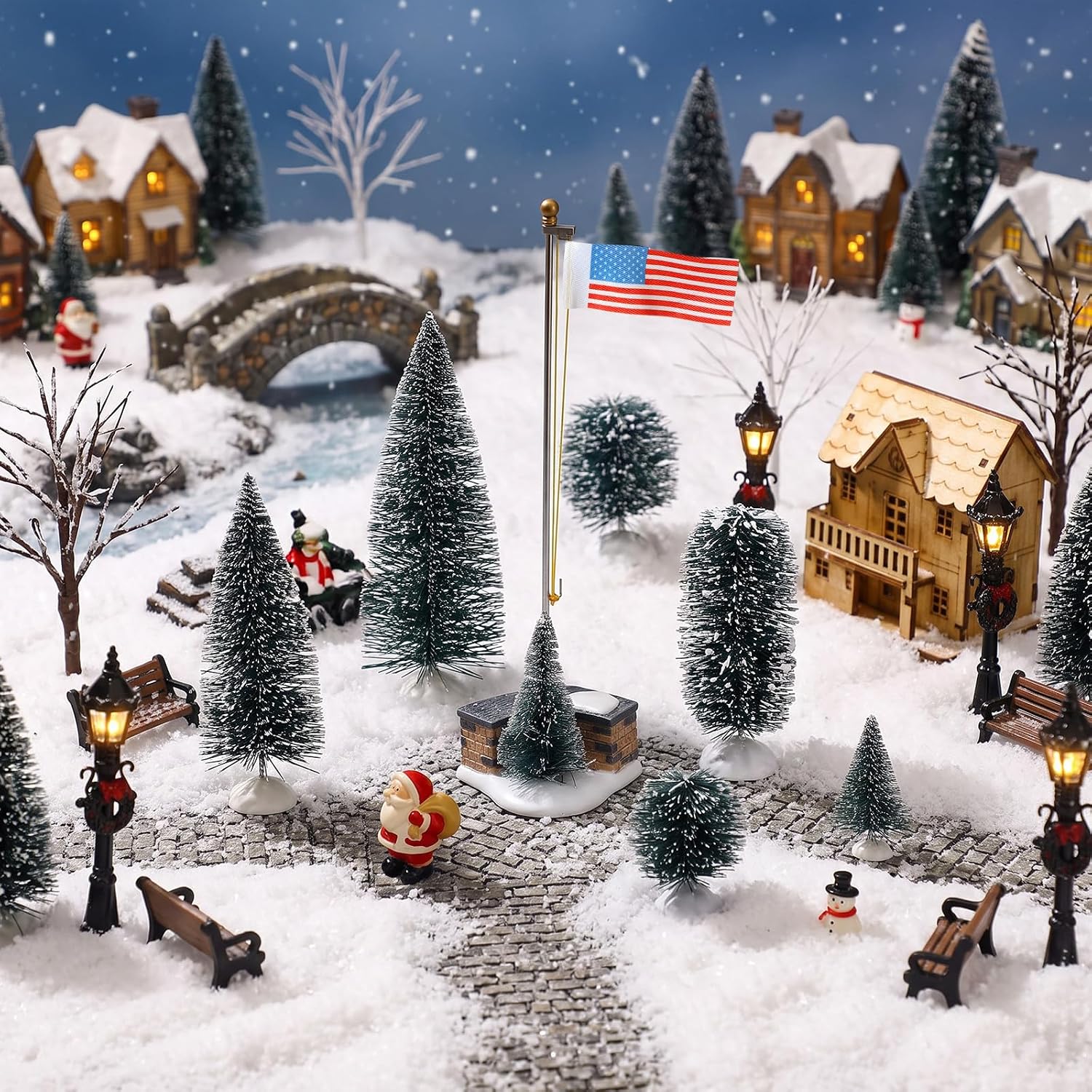 11 Pcs Christmas Village Accessories Village Mini Xmas Ornaments