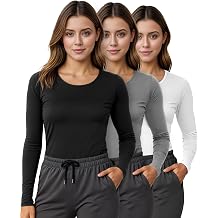 Soft Stretch Cotton Blend Womens Underscrub Shirt Slim Fit Comfort Tee