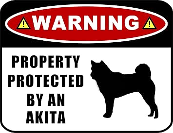 PCSCP Warning Property Protected by a Akita Silhouette 11.5 inch x 9 inch Laminated Dog Sign