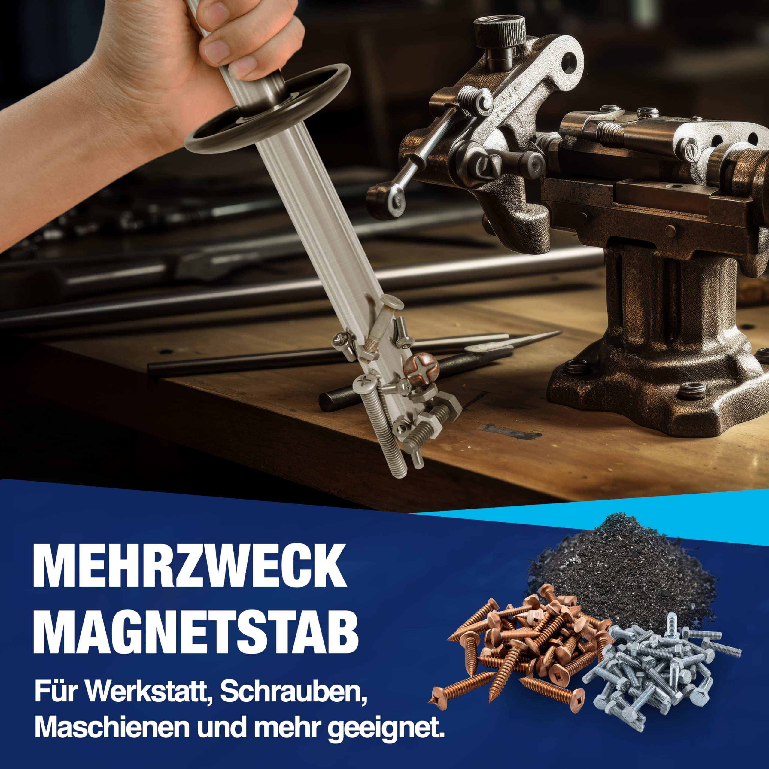 Barra magnetica NTG per trucioli, con capacità di 5 kg, lunghezza 385 mm Raccoglitore magnetico per trucioli Utensile di raccolta per trucioli metallici e trucioli di piallatura Per trucioli metallici
