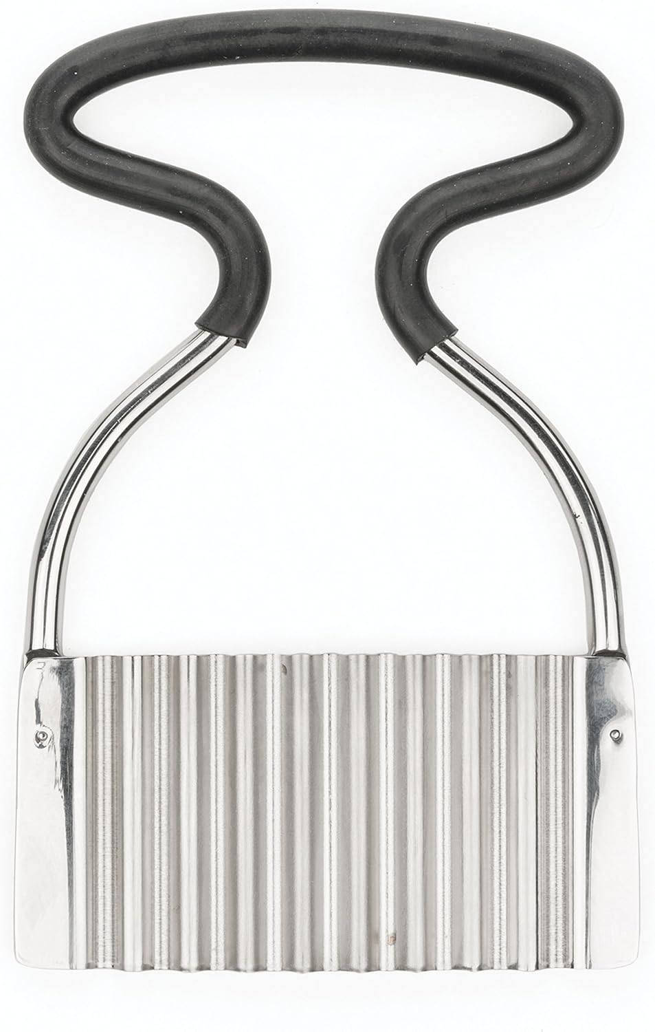 RSVP International Endurance Collection Crinkle Cutting Tool, Vegetable & Fruit Cutter, Toddler Kitchen Knife, Comfort Rubber Handle, 18/8 Stainless Steel, Dishwasher Safe, 4.5x3"