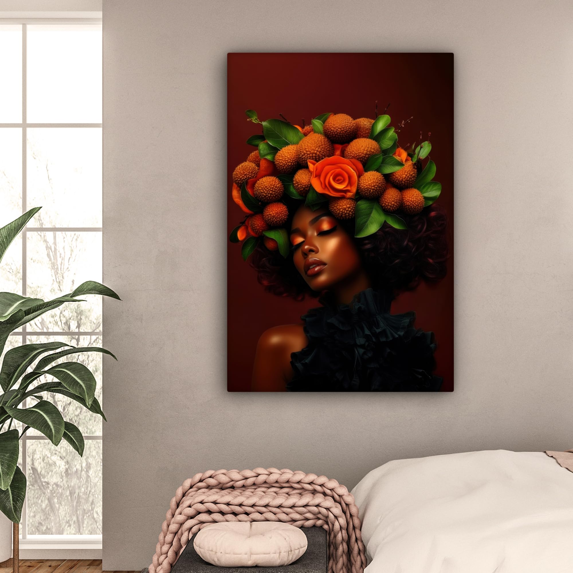 MuchoWow© Quadri Moderni Soggiorno Poster Da Parete Decorazioni Muro | 80x120 cm - Salotto Quadro Grande Foto Con Cornice Stampe Su Tela Camera Da Letto Donna - Litchi - Esotico