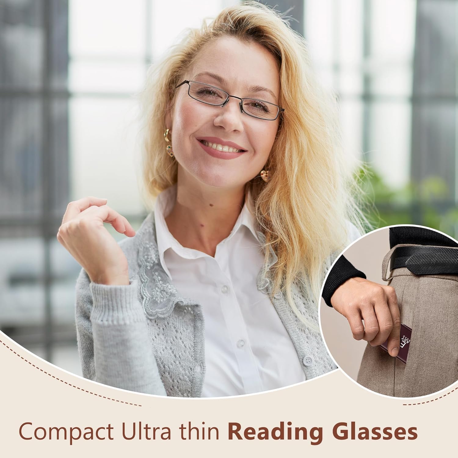 EASY READ Ultra Thin Reading Glasses Women Men,Blue Light Blocking Compact Slim Mini Metal Readers with Portable Case - Image 2