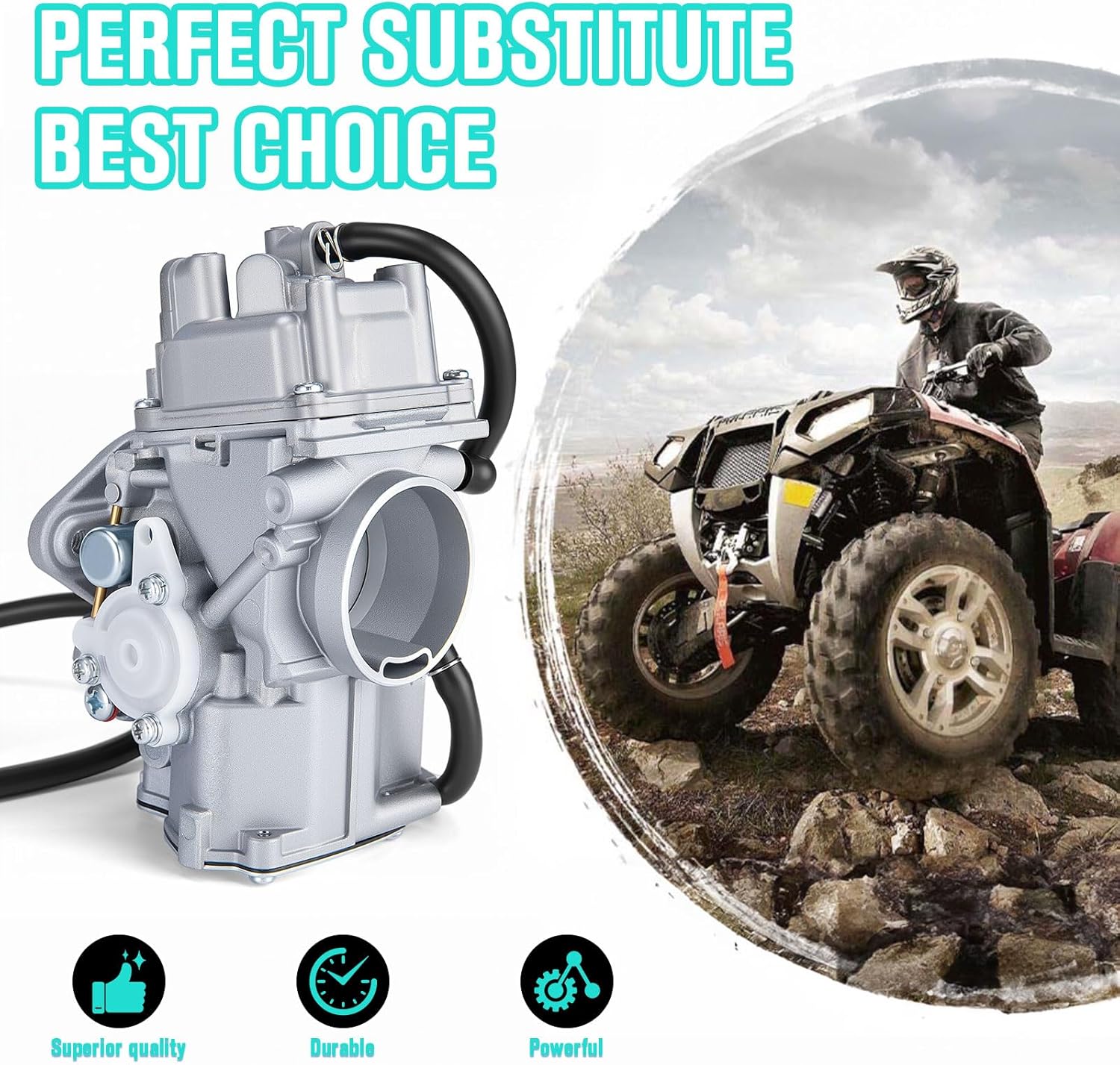 YFM350 Carburetor Compatible with Yamaha 1987-1990 & 1992-1995 Moto-4 350 YFM350/1987-2004 Warrior 350 YFM350/1987-1998 Big Bear 350 YFM350/1996-1998 Kodiak 400 YFM400/1995 Wolverine 350 YFM35F