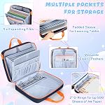 Yarwo Organisateur de fichiers pour garçons et filles, 3 Supports de pince à anneaux 500 Feuilles avec 5 Élargissement des fichiers et de la sangle réglable, grand sac à glissière à fermeture éclair pour l'apprentissage de la tablette et de papeterie, Marine (uniquement pour les sacs)