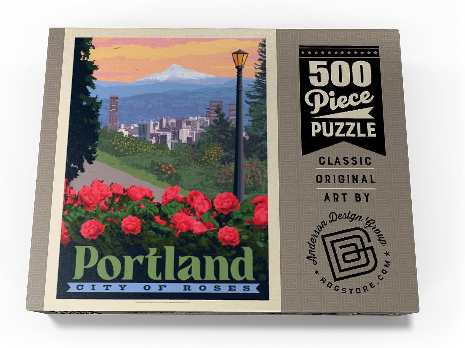 MyPuzzle Portland, Oregon: City of Roses, Vintage Poster - Premium 500 Piece Jigsaw Puzzle for Adults