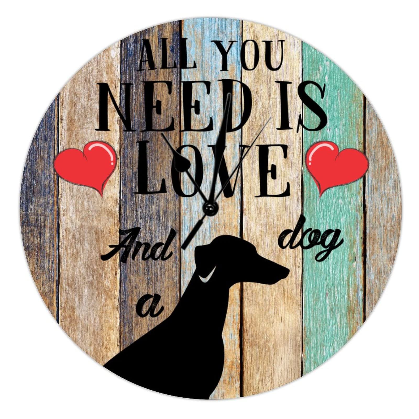 Horloge murale en bois silencieuse sans tic-tac avec silhouette de chien design
